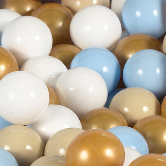 Beige round foam ball pit for children with balls