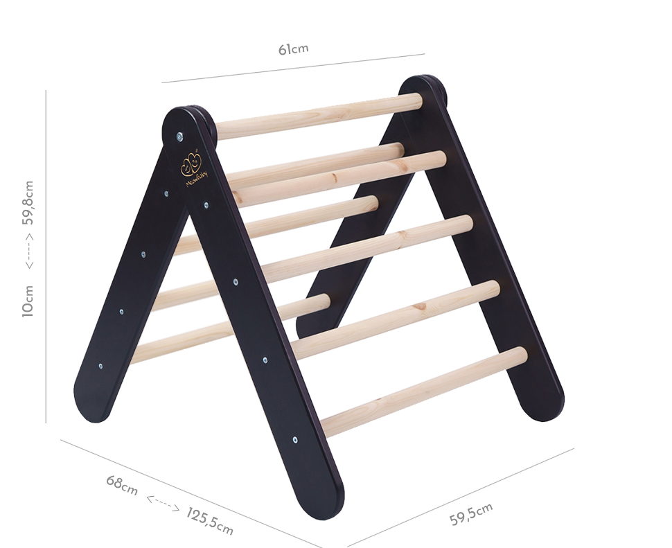 Black Montessori climbing triangle with slide