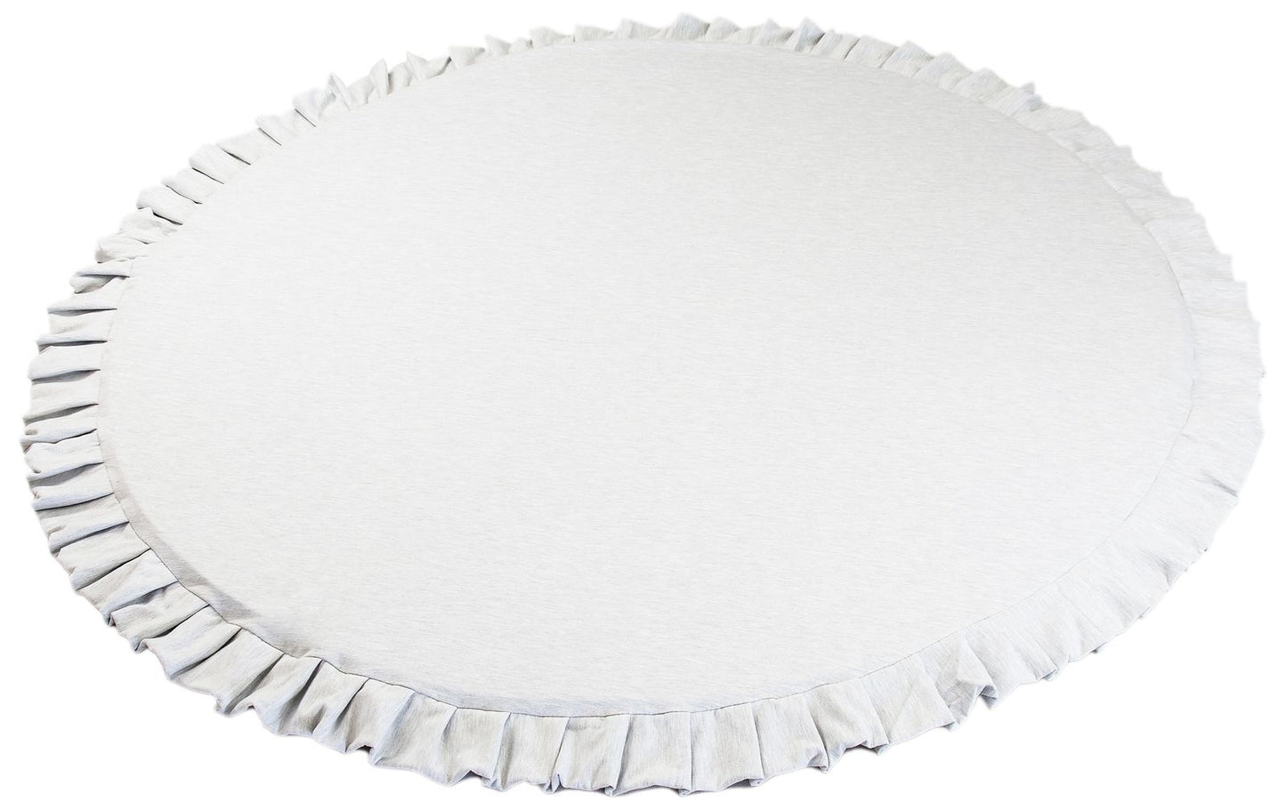 Crushed light-grey velvet play mat for babies.