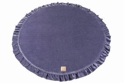 Crushed blue velvet play mat designed for babies.