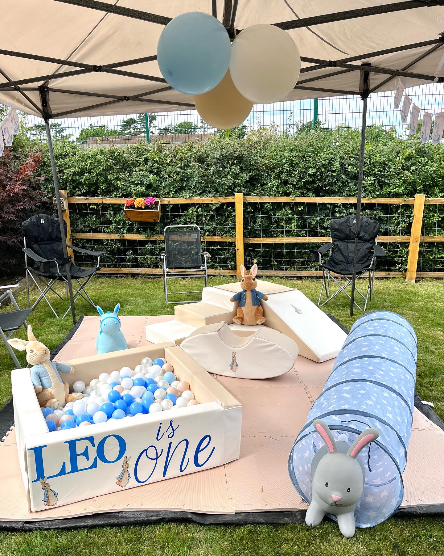 Mixed soft play sets and toys with Leo, age one.