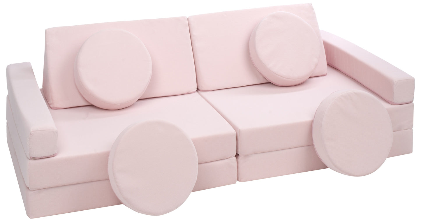 peach soft play sofa.