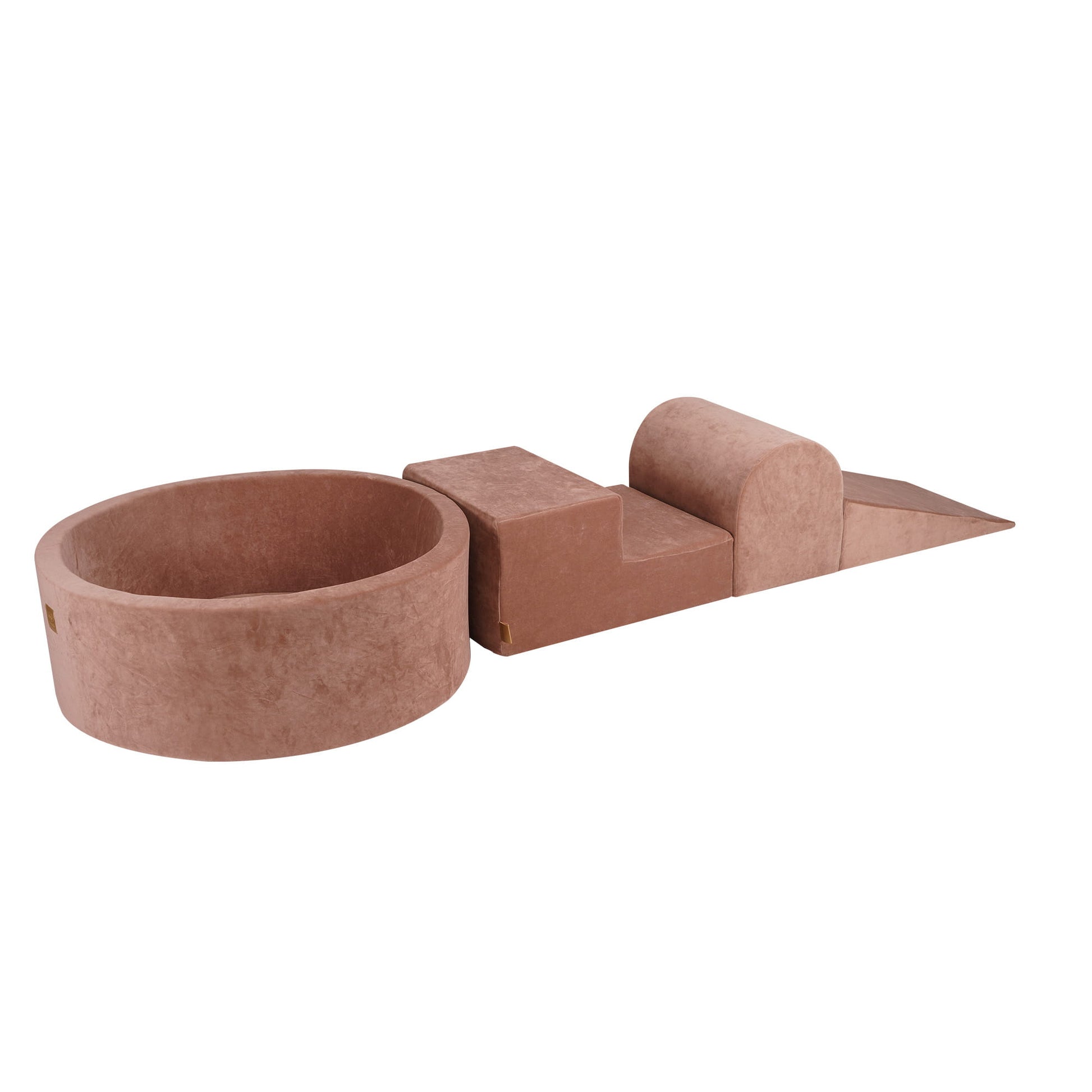 Brown foam toddler ball pit with safe design